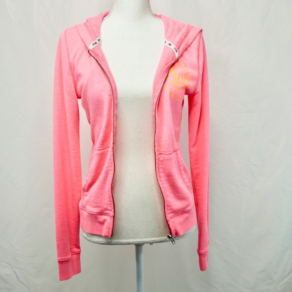 PINK Victoria's Secret Logo Hoodie Jacket Size Sm - Picture 2 of 8